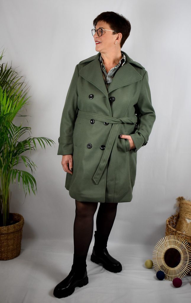 Manteau kaki clair, style trench